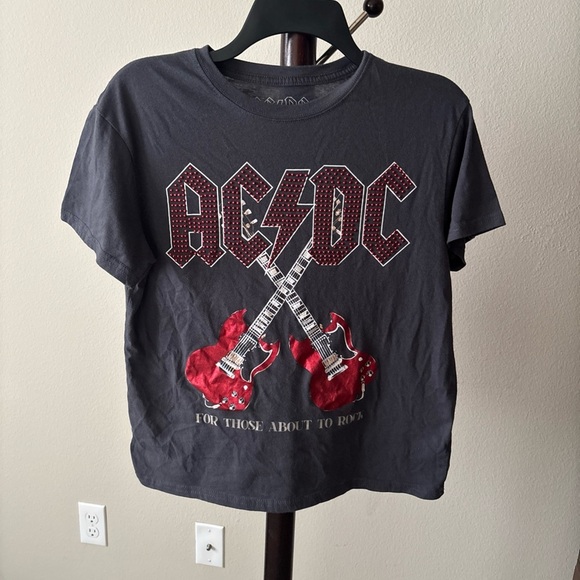 AC/DC Tops - AC/DC Gray and Red Short Sleeve Tee